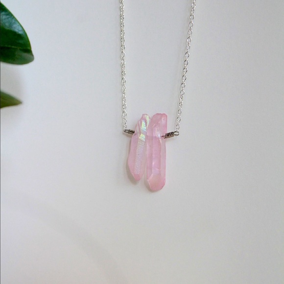 Short Chain Rose Quartz Crystal - Picture 2 of 3